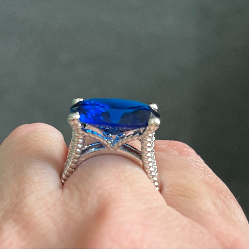 Royal Blue Stone Silver Plated Ring